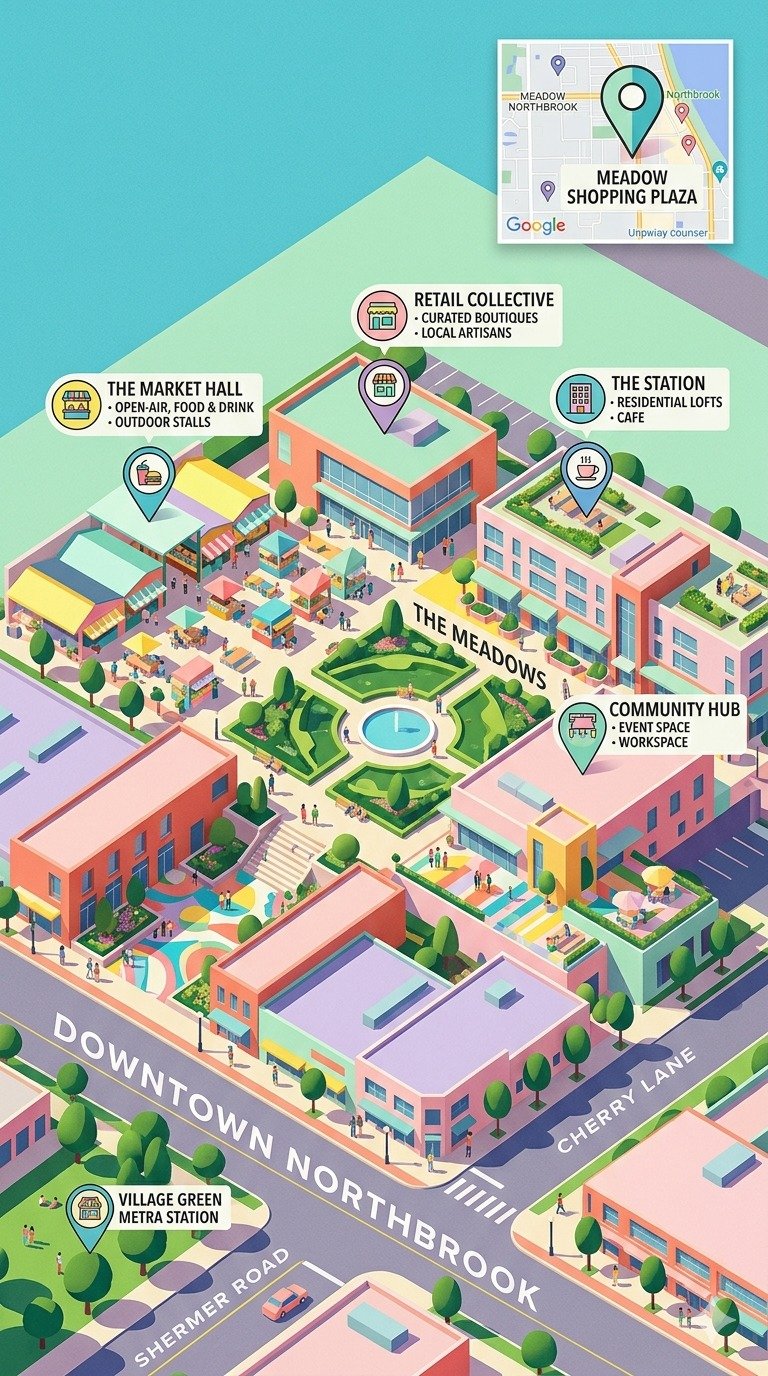 Concept illustration showing possible ideas for Downtown Northbrook